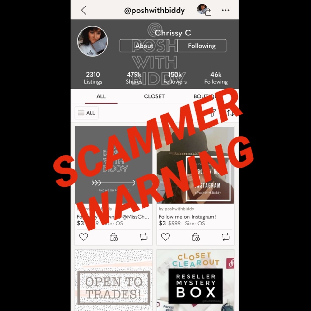 ⚠️⚠️@poshwithbiddy⚠️TRADE SCAMMER⚠️WARNING⚠️⚠️ - Picture 1 of 7